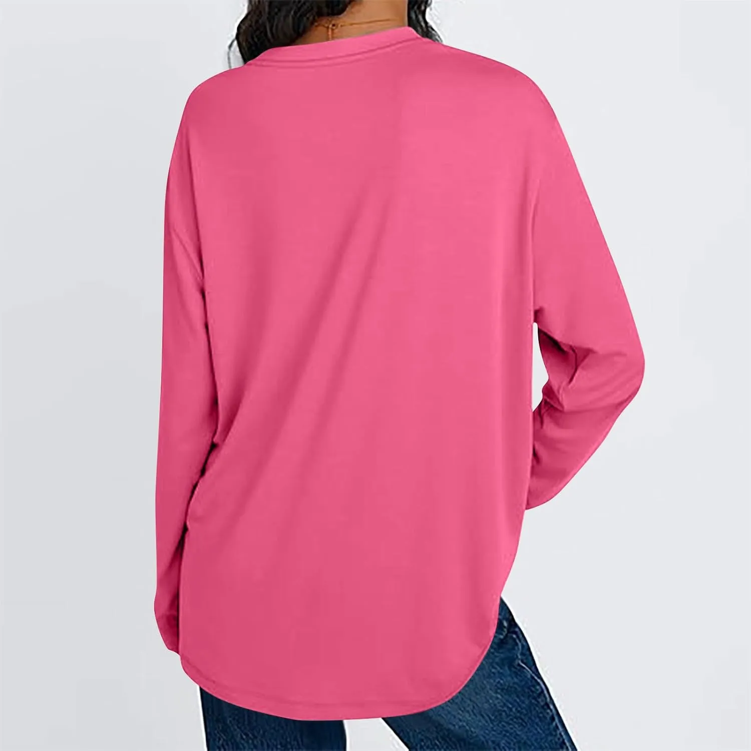 Womens Oversized Long Sleeve T Shirts Basic Crewneck Tee Fall Tops Solid Comfortable Workout Fashion Casual Clothes