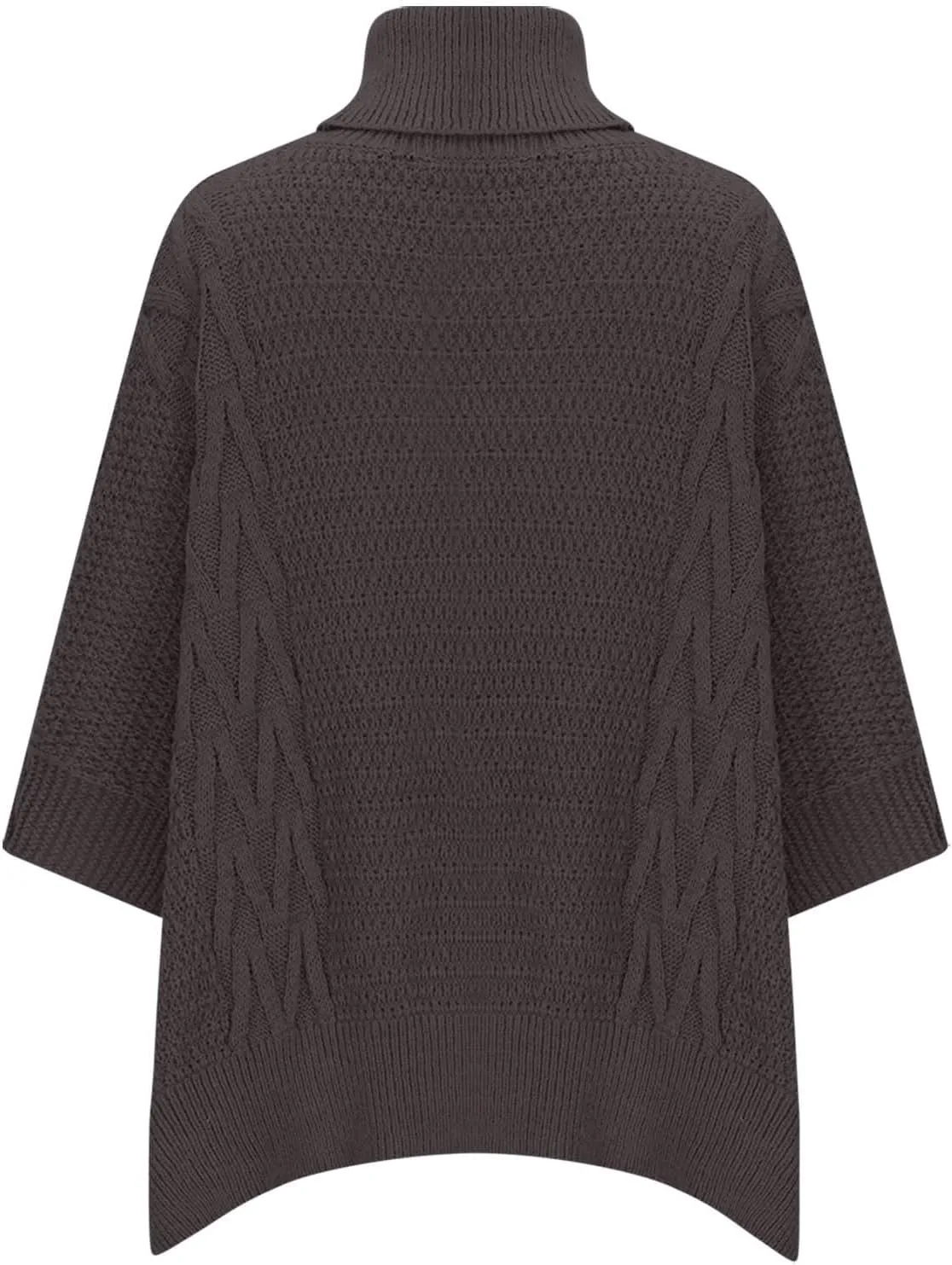 Womens Plus Size Poncho Sweater Oversized Chic Turtleneck Batwing Sleeve Asymmetric Knitted Pullover Shawl Wrap Cape