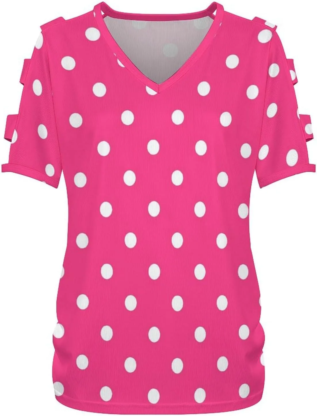 Womens Summer Casual T Shirt Short Sleeve Cold Shoulder Round Neck Tunic Tops