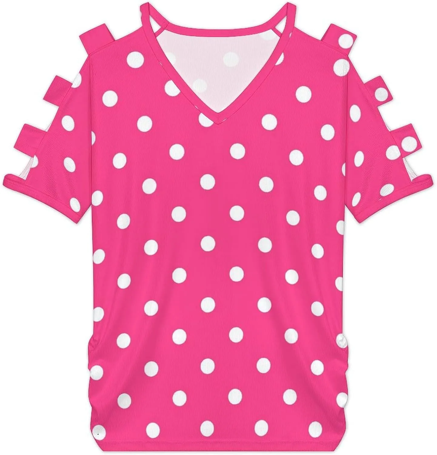 Womens Summer Casual T Shirt Short Sleeve Cold Shoulder Round Neck Tunic Tops