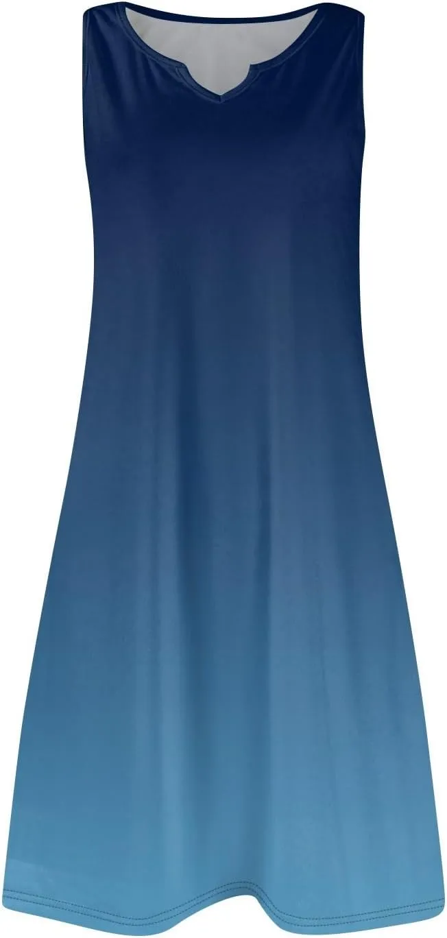 Women's Tank Nightgown Dresses V Neck Sleepshirts Soft Dress Sleeveless Solid Color Chemise Nightdress S-XXL